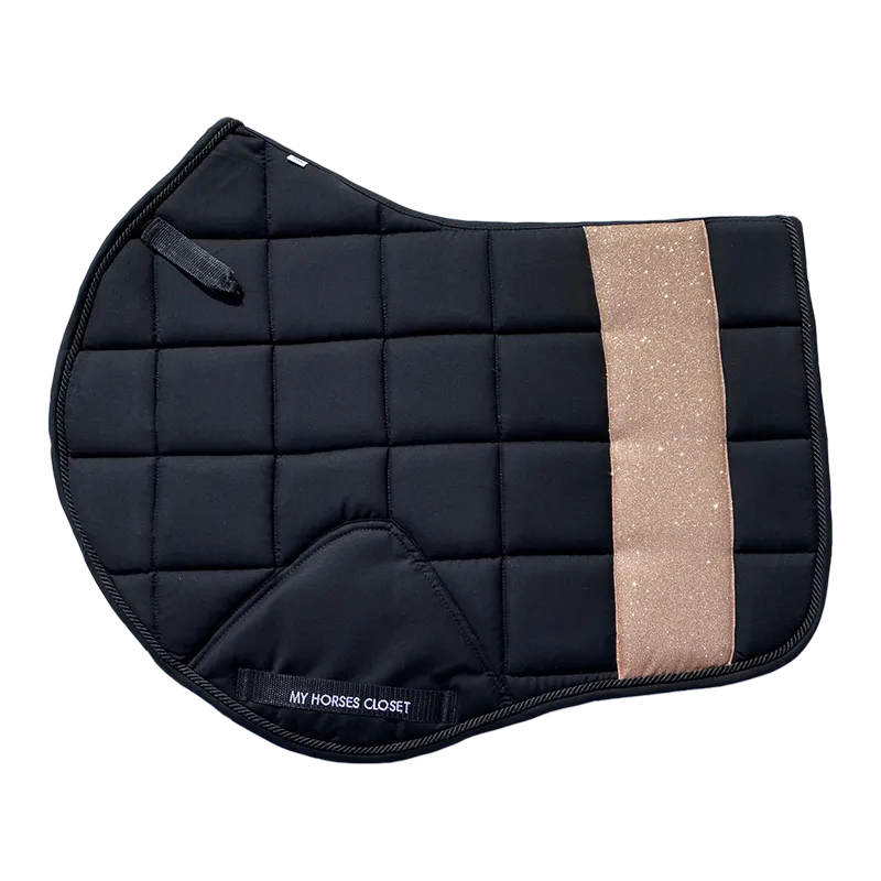STRIPE Glitter Mesh Sparkly Jumping Saddle Pad Black Rose Gold